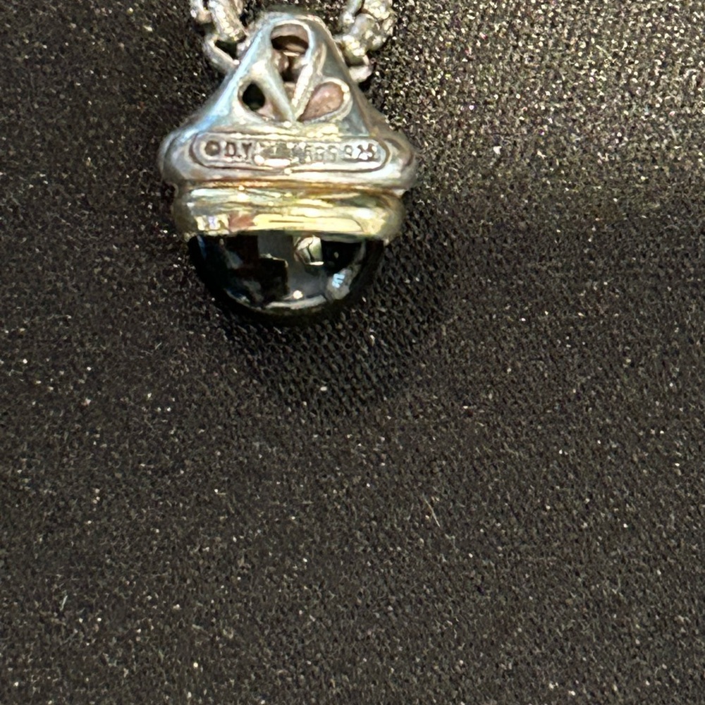Yurman 16” 14K Gold/Sterling Silver Onyx Pendant Necklace on Silver roll Chain - Picture 4 of 5